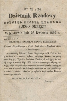 Dziennik Rządowy Wolnego Miasta Krakowa i Jego Okręgu. 1839, nr 23-24