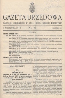 Gazeta Urzędowa Zarządu Miejskiego w Stoł. Król. Mieście Krakowie. 1934, nr 10