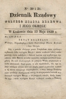 Dziennik Rządowy Wolnego Miasta Krakowa i Jego Okręgu. 1839, nr 30-31