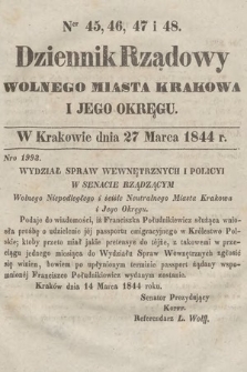 Dziennik Rządowy Wolnego Miasta Krakowa i Jego Okręgu. 1844, nr 45-48