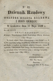 Dziennik Rządowy Wolnego Miasta Krakowa i Jego Okręgu. 1839, nr 32