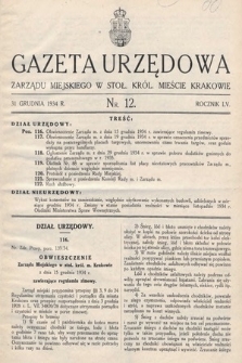 Gazeta Urzędowa Zarządu Miejskiego w Stoł. Król. Mieście Krakowie. 1934, nr 12