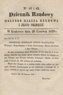 Dziennik Rządowy Wolnego Miasta Krakowa i Jego Okręgu. 1839, nr 41-42