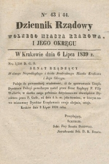 Dziennik Rządowy Wolnego Miasta Krakowa i Jego Okręgu. 1839, nr 43-44