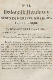 Dziennik Rządowy Wolnego Miasta Krakowa i Jego Okręgu. 1844, nr 64