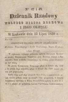 Dziennik Rządowy Wolnego Miasta Krakowa i Jego Okręgu. 1839, nr 47-48
