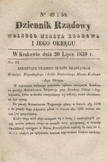Dziennik Rządowy Wolnego Miasta Krakowa i Jego Okręgu. 1839, nr 49-50