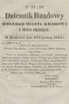 Dziennik Rządowy Wolnego Miasta Krakowa i Jego Okręgu. 1844, nr 77-78