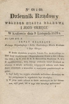 Dziennik Rządowy Wolnego Miasta Krakowa i Jego Okręgu. 1839, nr 68-69