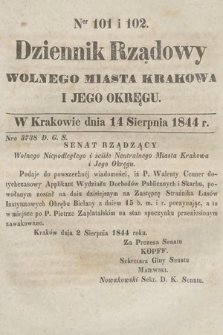 Dziennik Rządowy Wolnego Miasta Krakowa i Jego Okręgu. 1844, nr 101-102