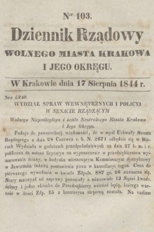Dziennik Rządowy Wolnego Miasta Krakowa i Jego Okręgu. 1844, nr 103