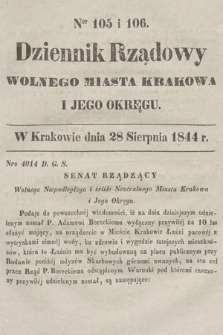 Dziennik Rządowy Wolnego Miasta Krakowa i Jego Okręgu. 1844, nr 105-106