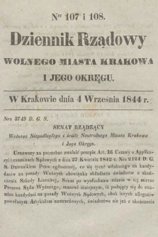 Dziennik Rządowy Wolnego Miasta Krakowa i Jego Okręgu. 1844, nr 107-108