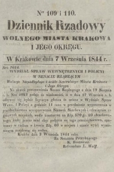 Dziennik Rządowy Wolnego Miasta Krakowa i Jego Okręgu. 1844, nr 109-110