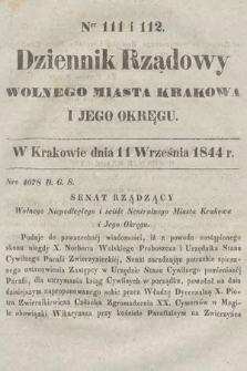 Dziennik Rządowy Wolnego Miasta Krakowa i Jego Okręgu. 1844, nr 111-112