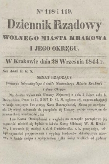 Dziennik Rządowy Wolnego Miasta Krakowa i Jego Okręgu. 1844, nr 118-119