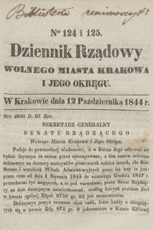 Dziennik Rządowy Wolnego Miasta Krakowa i Jego Okręgu. 1844, nr 124-125