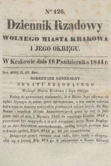 Dziennik Rządowy Wolnego Miasta Krakowa i Jego Okręgu. 1844, nr 126