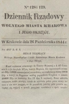 Dziennik Rządowy Wolnego Miasta Krakowa i Jego Okręgu. 1844, nr 128-129