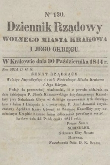 Dziennik Rządowy Wolnego Miasta Krakowa i Jego Okręgu. 1844, nr 130