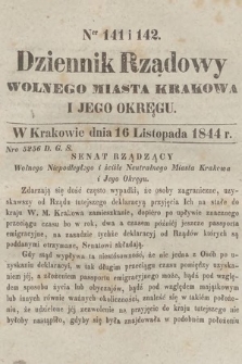 Dziennik Rządowy Wolnego Miasta Krakowa i Jego Okręgu. 1844, nr 141-142