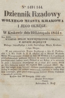 Dziennik Rządowy Wolnego Miasta Krakowa i Jego Okręgu. 1844, nr 143-144