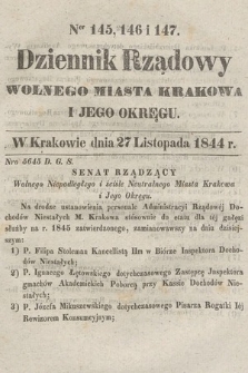 Dziennik Rządowy Wolnego Miasta Krakowa i Jego Okręgu. 1844, nr 145-147