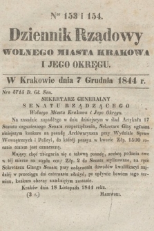 Dziennik Rządowy Wolnego Miasta Krakowa i Jego Okręgu. 1844, nr 153-154