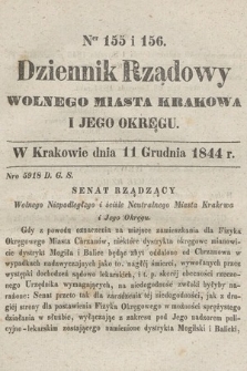 Dziennik Rządowy Wolnego Miasta Krakowa i Jego Okręgu. 1844, nr 155-156
