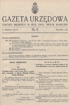 Gazeta Urzędowa Zarządu Miejskiego w Stoł. Król. Mieście Krakowie. 1937, nr 8