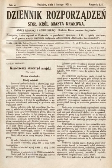 Dziennik Rozporządzeń Stoł. Król. Miasta Krakowa. 1931, nr 2
