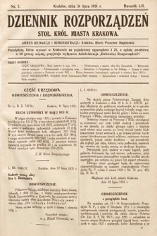 Dziennik Rozporządzeń Stoł. Król. Miasta Krakowa. 1931, nr 7