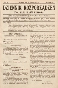 Dziennik Rozporządzeń Stoł. Król. Miasta Krakowa. 1931, nr 8