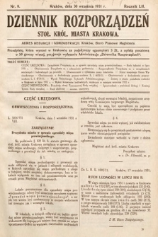 Dziennik Rozporządzeń Stoł. Król. Miasta Krakowa. 1931, nr 9