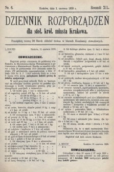 Dziennik Rozporządzeń dla Stoł. Król. Miasta Krakowa. 1920, nr 6