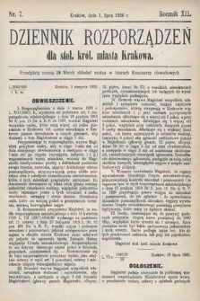Dziennik Rozporządzeń dla Stoł. Król. Miasta Krakowa. 1920, nr 7