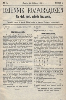 Dziennik Rozporządzeń dla Stoł. Król. Miasta Krakowa. 1921, nr 2