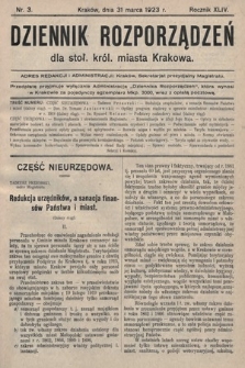 Dziennik Rozporządzeń dla Stoł. Król. Miasta Krakowa. 1923, nr 3