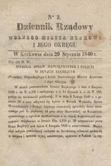 Dziennik Rządowy Wolnego Miasta Krakowa i Jego Okręgu. 1840, nr 3
