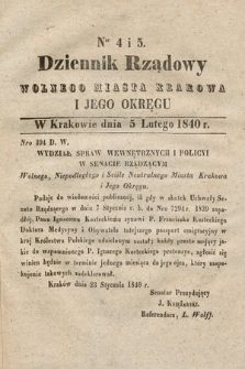 Dziennik Rządowy Wolnego Miasta Krakowa i Jego Okręgu. 1840, nr 4-5