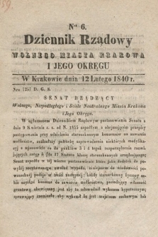 Dziennik Rządowy Wolnego Miasta Krakowa i Jego Okręgu. 1840, nr 6