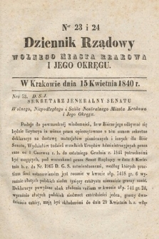 Dziennik Rządowy Wolnego Miasta Krakowa i Jego Okręgu. 1840, nr 23-24