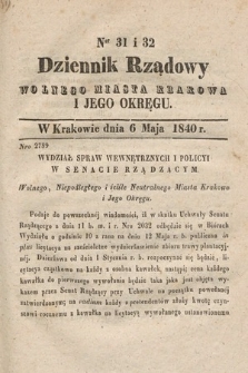 Dziennik Rządowy Wolnego Miasta Krakowa i Jego Okręgu. 1840, nr 31