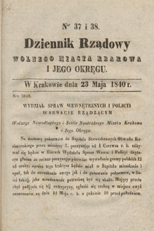 Dziennik Rządowy Wolnego Miasta Krakowa i Jego Okręgu. 1840, nr 37-38