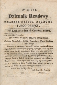 Dziennik Rządowy Wolnego Miasta Krakowa i Jego Okręgu. 1840, nr 43-44