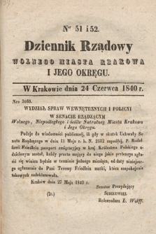 Dziennik Rządowy Wolnego Miasta Krakowa i Jego Okręgu. 1840, nr 51-52