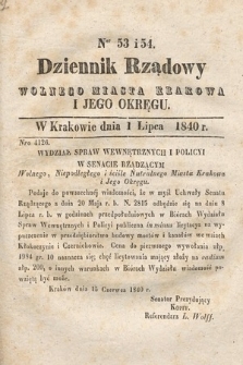 Dziennik Rządowy Wolnego Miasta Krakowa i Jego Okręgu. 1840, nr 53-54