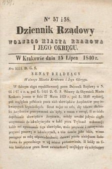Dziennik Rządowy Wolnego Miasta Krakowa i Jego Okręgu. 1840, nr 57-58