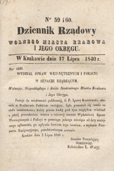 Dziennik Rządowy Wolnego Miasta Krakowa i Jego Okręgu. 1840, nr 59-60