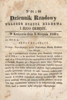 Dziennik Rządowy Wolnego Miasta Krakowa i Jego Okręgu. 1840, nr 68-69